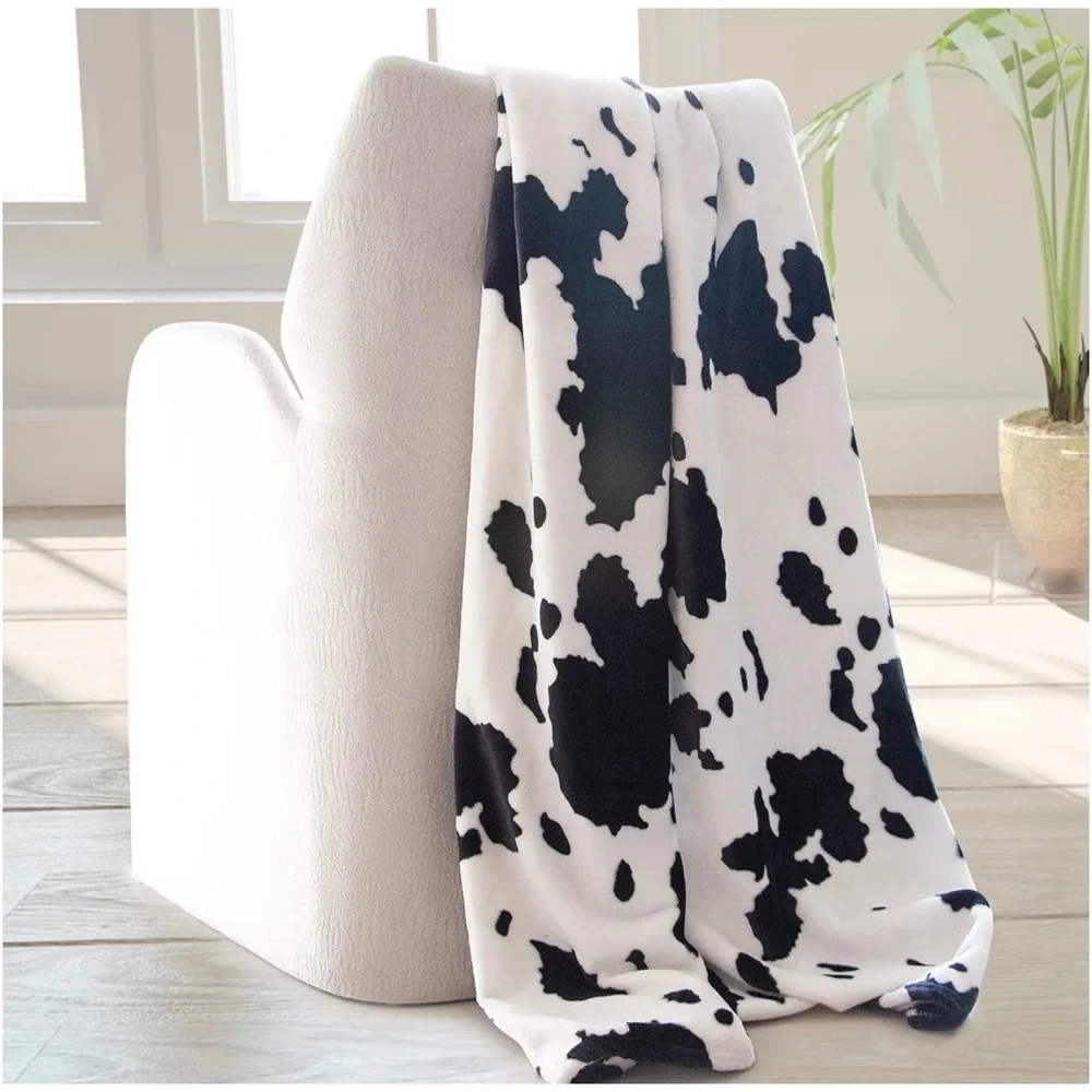 Heated Throw Blanket 50x60 Cow Print Black White Electric CozyRest NEW
